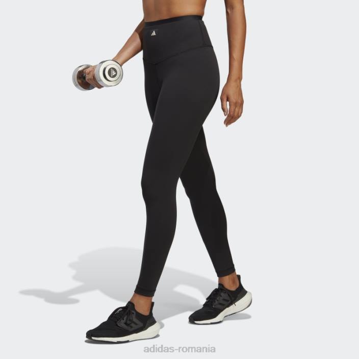 Adidas jambiere negre 7/8 cu talie înaltă de club sportiv femei negru 2JBN9232