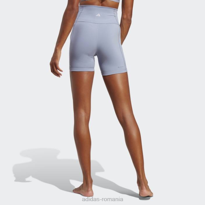 Adidas jambiere scurte de 5 inci de studio de yoga violet argintiu femei violet argintiu 2JBN8981