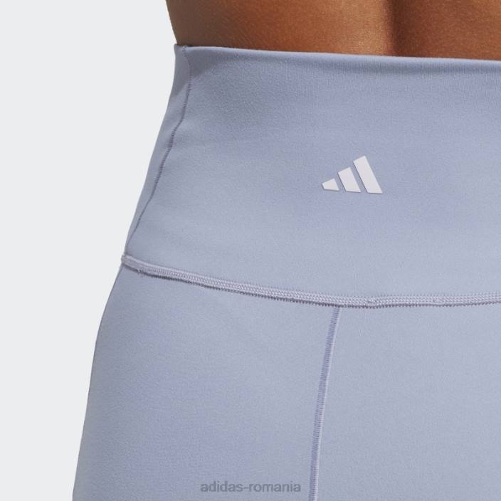 Adidas jambiere scurte de 5 inci de studio de yoga violet argintiu femei violet argintiu 2JBN8981