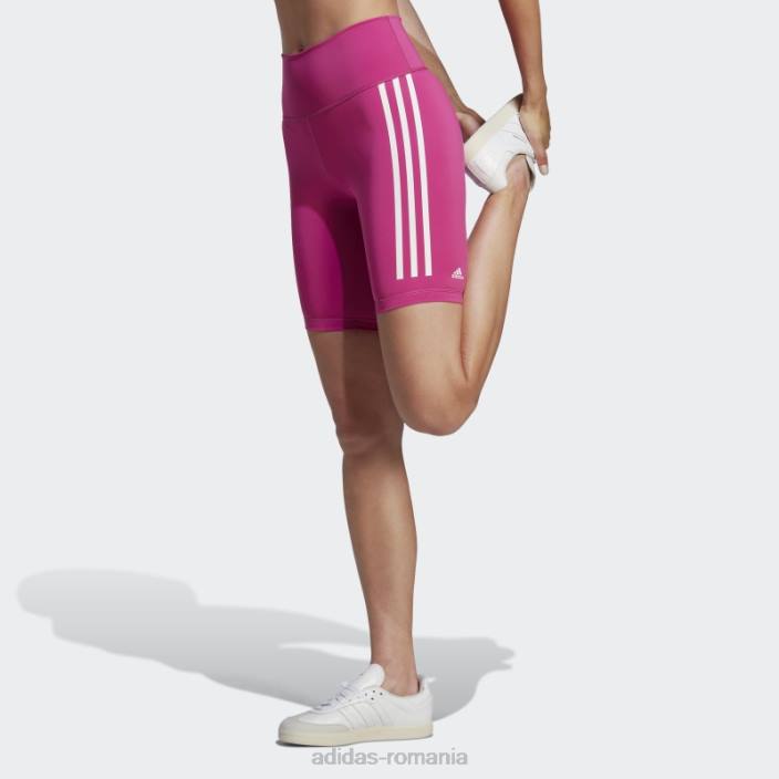 Adidas jambiere scurte pentru biciclete cu 3 dungi fuchsia optime train icons femei fucsie 2JBN9143