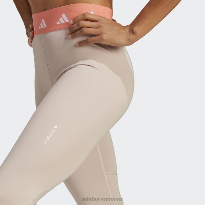 Adidas jambiere taupe techfit 7/8 femei taupe/coral 2JBN9521