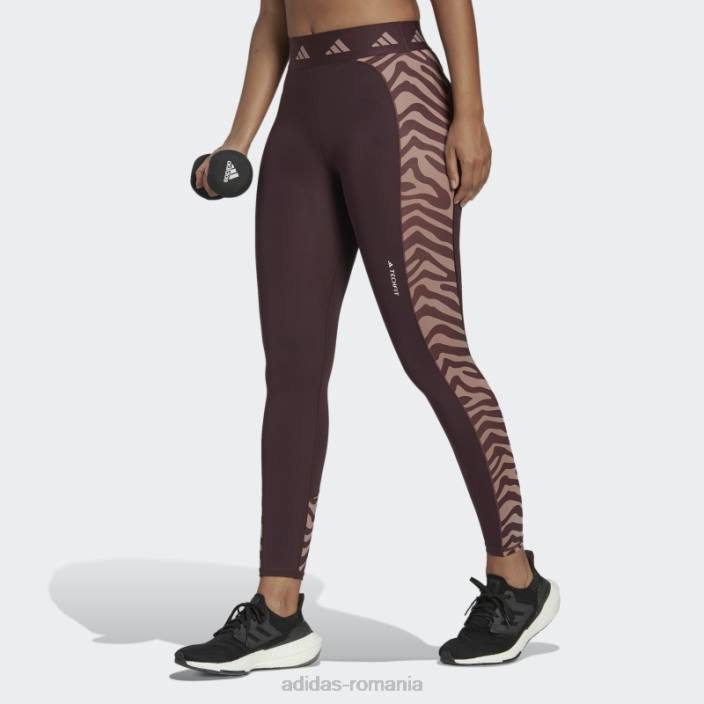 Adidas jambiere zebră 7/8 cu talie înaltă techfit hyperglam maro femei maro 2JBN2782