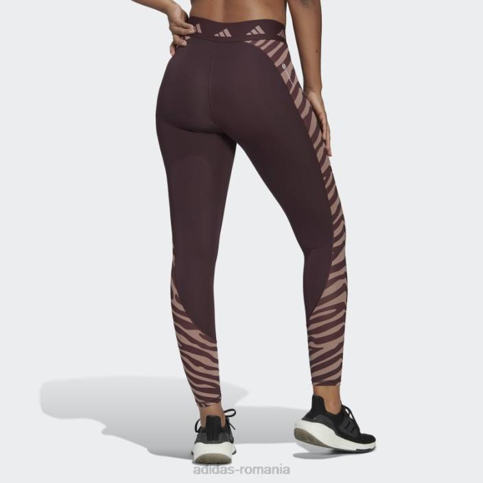 Adidas jambiere zebră 7/8 cu talie înaltă techfit hyperglam maro femei maro 2JBN2782