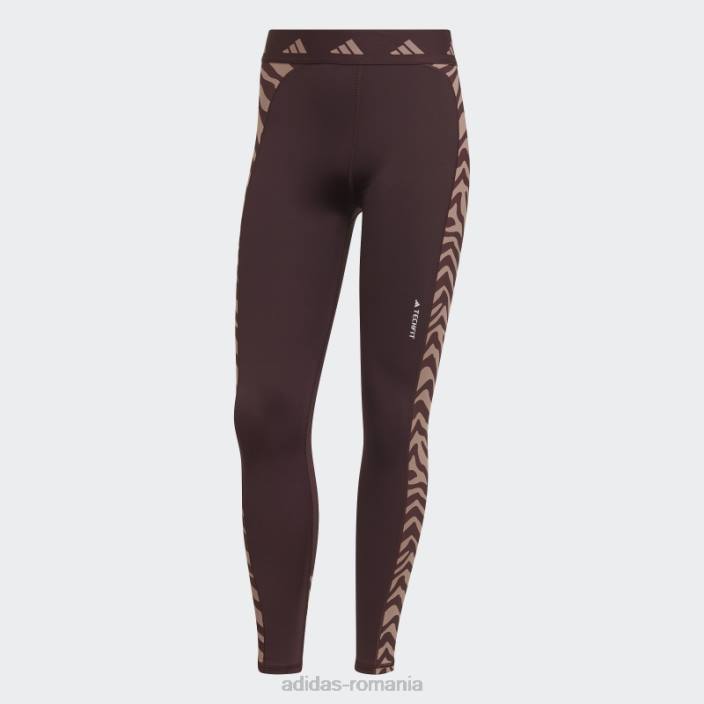 Adidas jambiere zebră 7/8 cu talie înaltă techfit hyperglam maro femei maro 2JBN2782