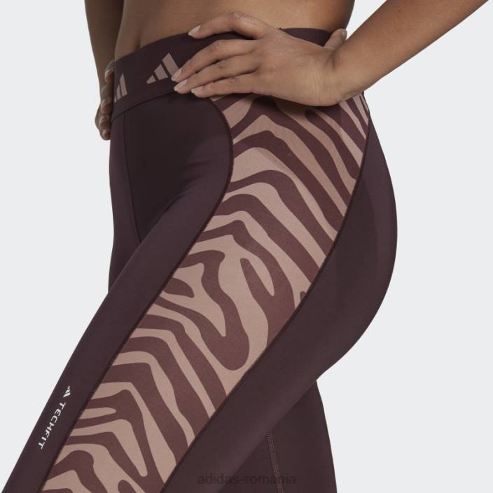 Adidas jambiere zebră 7/8 cu talie înaltă techfit hyperglam maro femei maro 2JBN2782