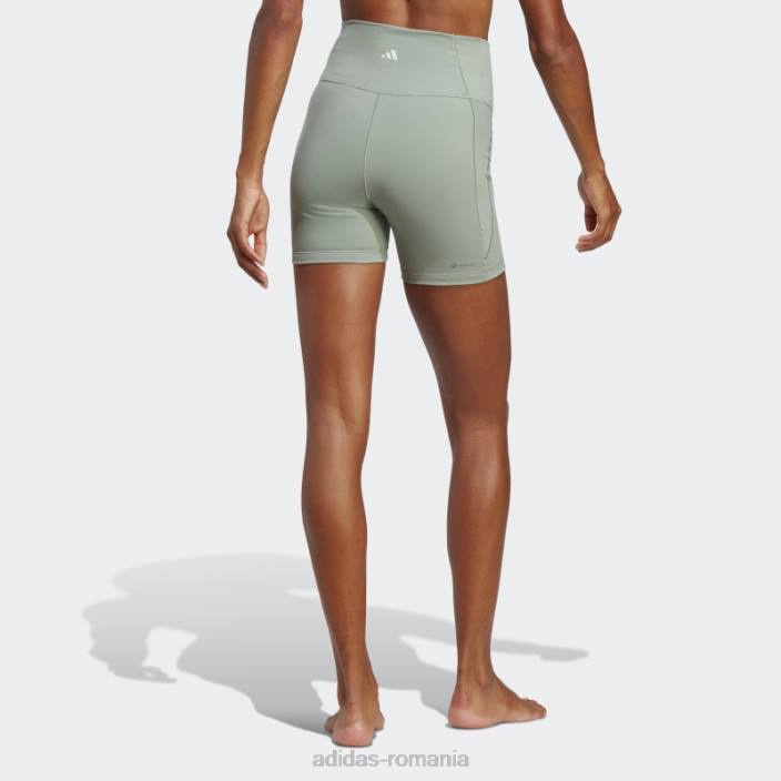 Adidas leggings scurti de 5 inci de studio de yoga verde argintiu adidas femei verde argintiu 2JBN16839