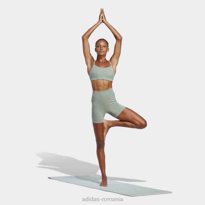 Adidas leggings scurti de 5 inci de studio de yoga verde argintiu adidas femei verde argintiu 2JBN16839
