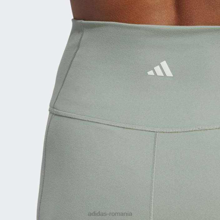 Adidas leggings scurti de 5 inci de studio de yoga verde argintiu adidas femei verde argintiu 2JBN16839