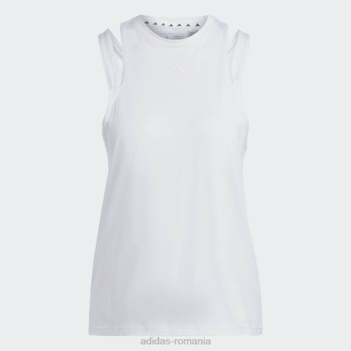 Adidas maiou alb cu logo aeroready train essentials cu 3 bare femei alb 2JBN16648