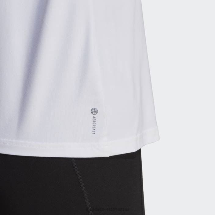 Adidas maiou alb cu logo aeroready train essentials cu 3 bare femei alb 2JBN16648