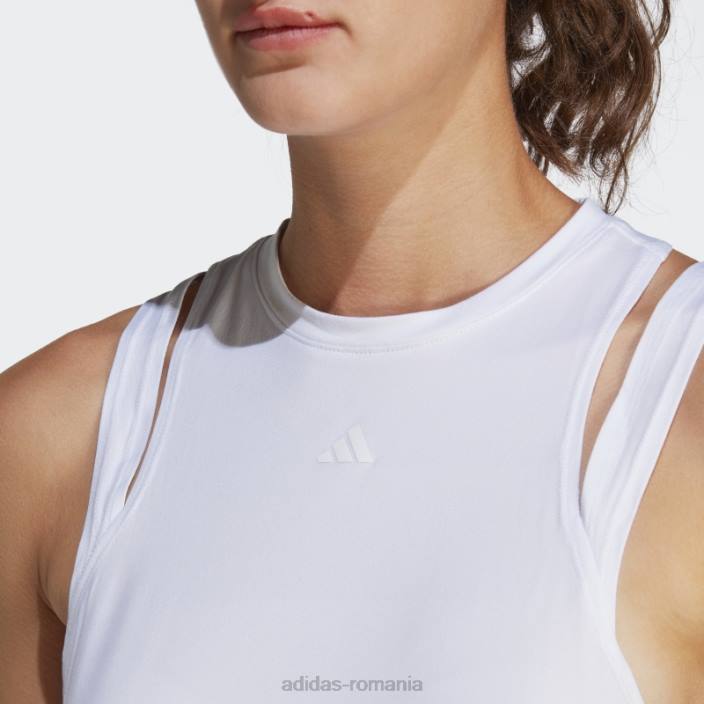Adidas maiou alb cu logo aeroready train essentials cu 3 bare femei alb 2JBN16648