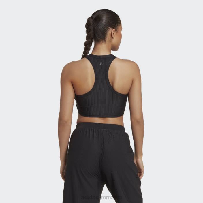 Adidas maiou negru cu coaste înfășurat pentru studio de yoga femei negru 2JBN10361
