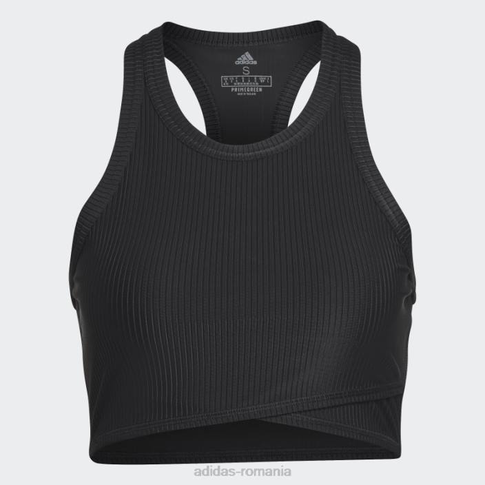 Adidas maiou negru cu coaste înfășurat pentru studio de yoga femei negru 2JBN10361