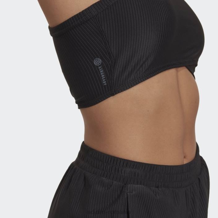 Adidas maiou negru cu coaste înfășurat pentru studio de yoga femei negru 2JBN10361