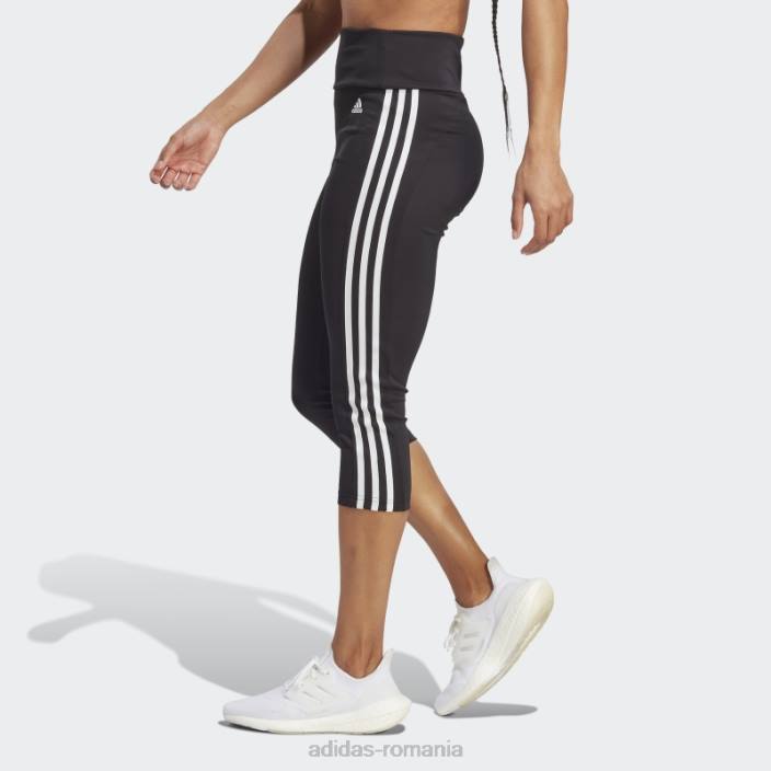 Adidas modă concepută pentru a mișca colanți sport înalți cu 3 dungi 3/4 alb femei alb negru 2JBN10193