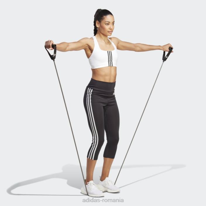 Adidas modă concepută pentru a mișca colanți sport înalți cu 3 dungi 3/4 alb femei alb negru 2JBN10193