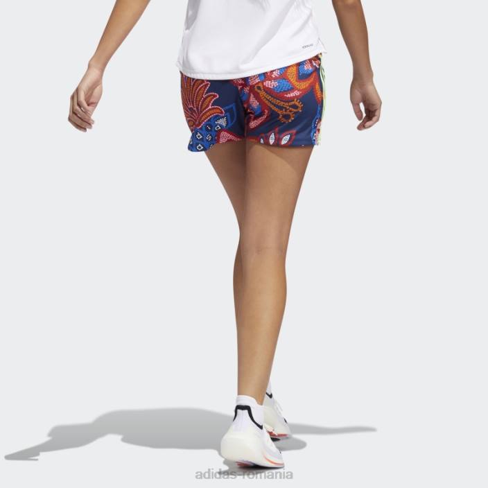 Adidas mystery blue farm rio pacer pantaloni scurți din tricot cu 3 dungi adidas femei albastru misterios/galben de mare rezoluție 2JBN10401