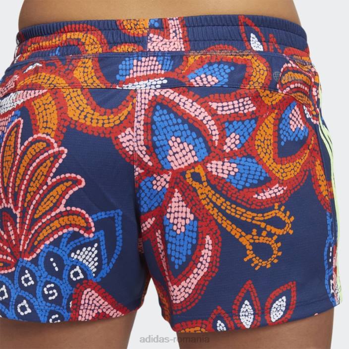 Adidas mystery blue farm rio pacer pantaloni scurți din tricot cu 3 dungi adidas femei albastru misterios/galben de mare rezoluție 2JBN10401