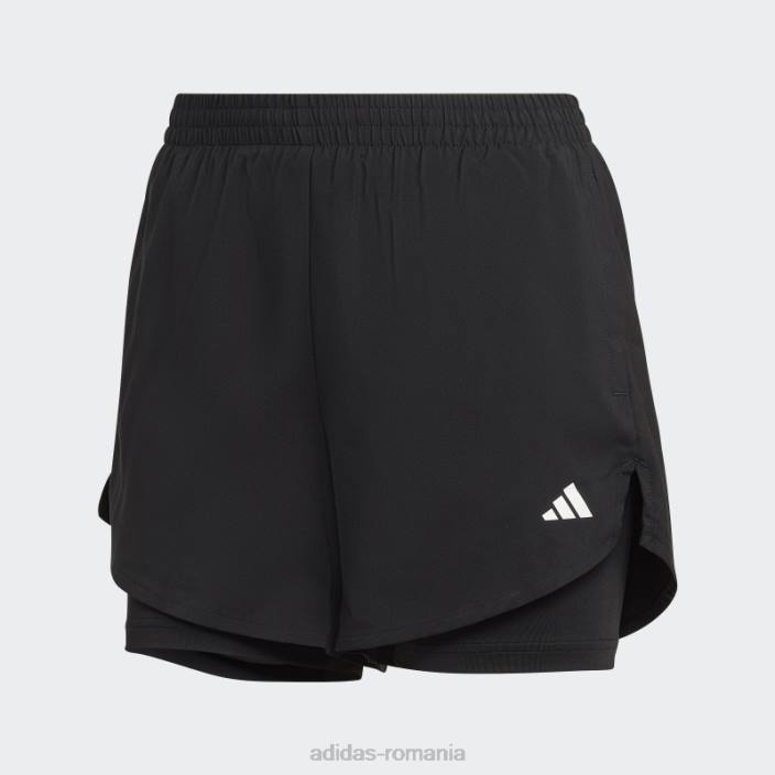 Adidas negru aeroready, făcut pentru antrenament, pantaloni scurti doi-în-unul femei alb negru 2JBN9376
