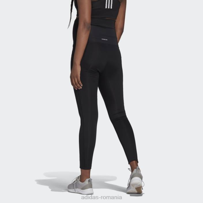 Adidas negru conceput pentru a muta colanti sport 7/8 (maternitate) femei alb negru 2JBN2812