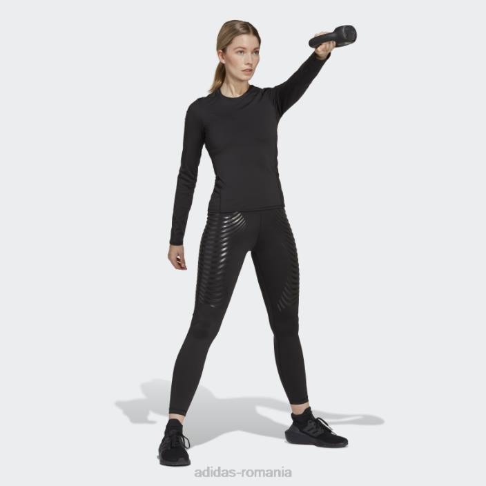 Adidas negru techfit control cu ​​mânecă lungă top de antrenament cu mânecă lungă femei negru 2JBN17135