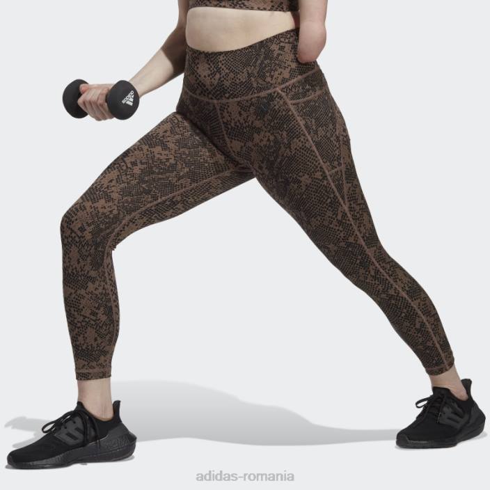 Adidas optime stash buzunar antrenament animal print 7/8 jambiere pământ femei pământ/negru 2JBN17455