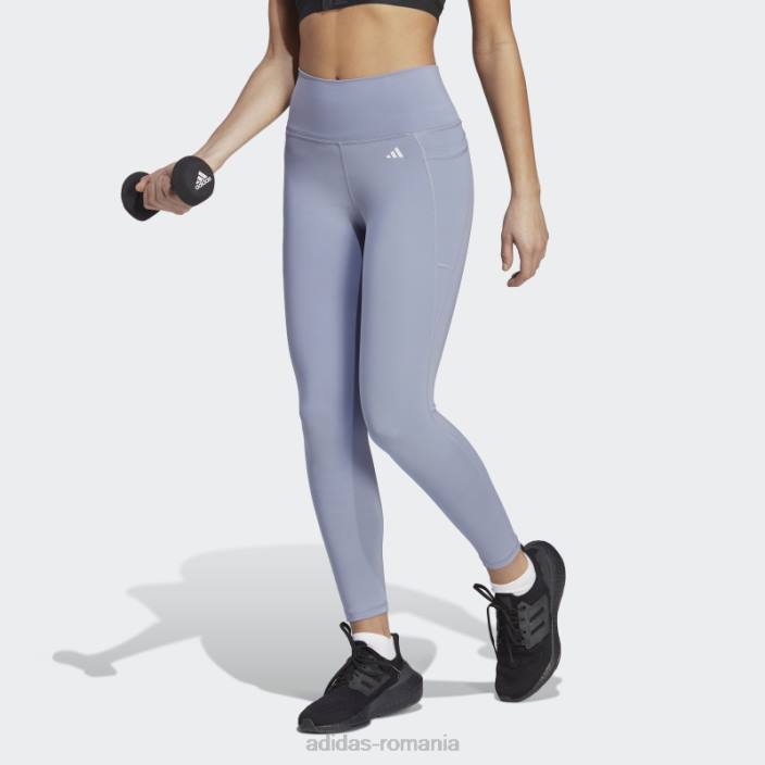 Adidas optime stash buzunar cu talie înaltă jambiere 7/8 moda violet argintiu femei violet argintiu 2JBN2419