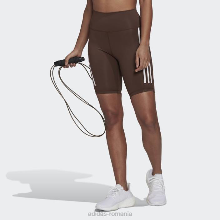 Adidas optime trainicons 3 benzi biciclete leggings scurti maro femei maro/alb 2JBN3145
