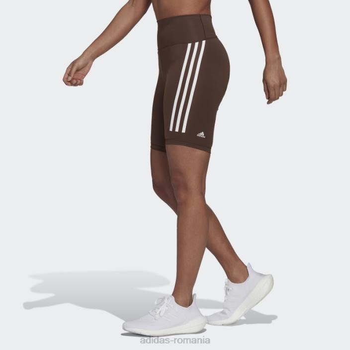 Adidas optime trainicons 3 benzi biciclete leggings scurti maro femei maro/alb 2JBN3145