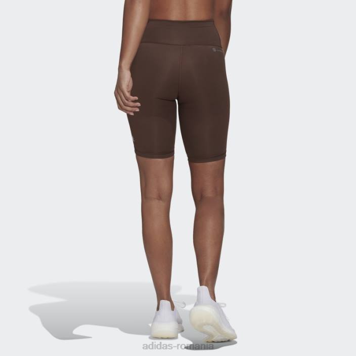 Adidas optime trainicons 3 benzi biciclete leggings scurti maro femei maro/alb 2JBN3145