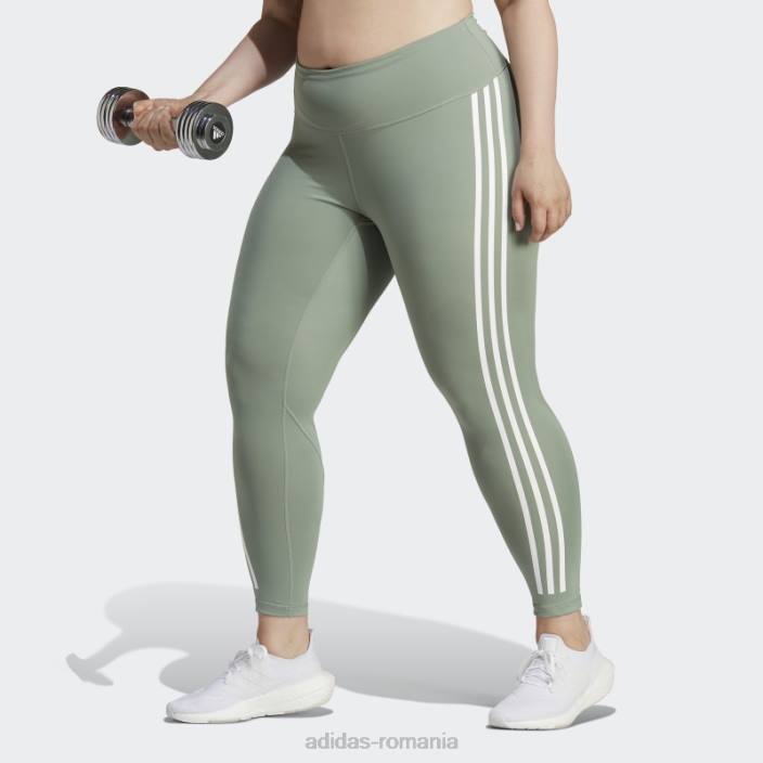 Adidas optime trainicons 3 dungi 7/8 jambiere (plus marime) verde argintiu femei verde argintiu 2JBN9854