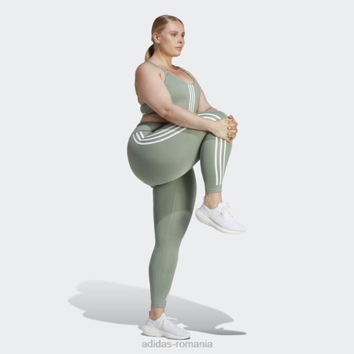 Adidas optime trainicons 3 dungi 7/8 jambiere (plus marime) verde argintiu femei verde argintiu 2JBN9854