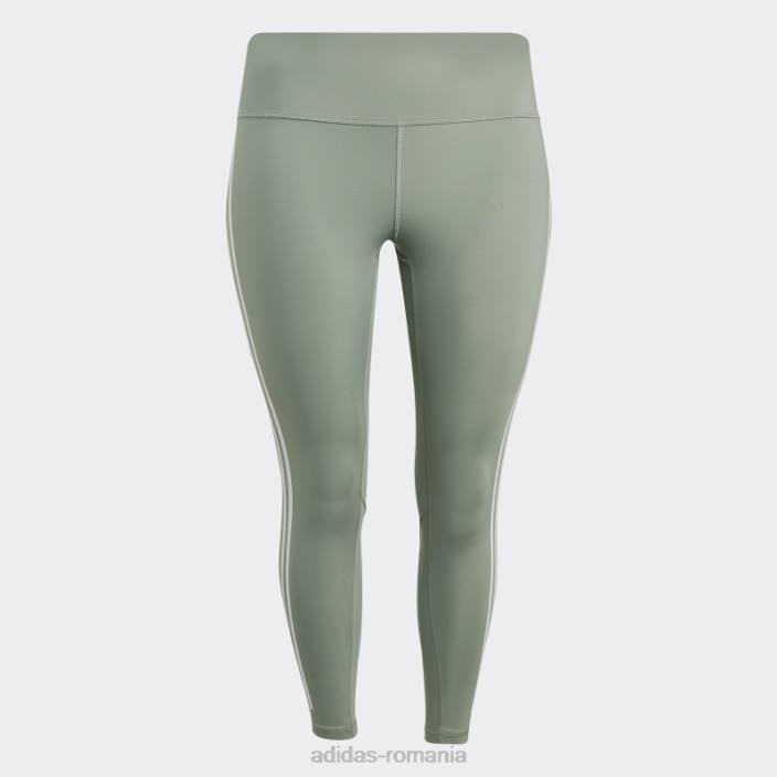 Adidas optime trainicons 3 dungi 7/8 jambiere (plus marime) verde argintiu femei verde argintiu 2JBN9854