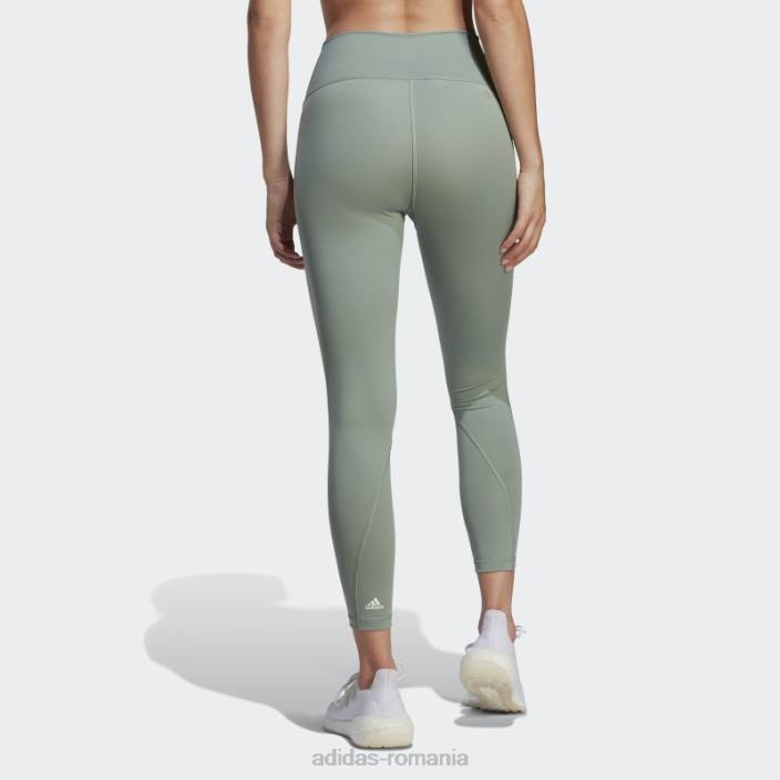 Adidas optime tren icons 3 dungi 7/8 jambiere verde argintiu femei verde argintiu 2JBN9242