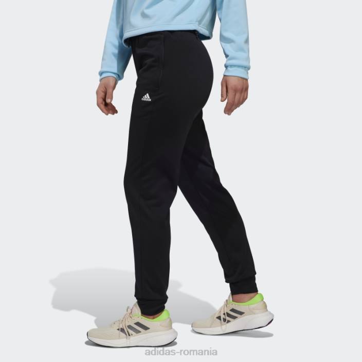 Adidas pantaloni conici aeroready negri femei alb negru 2JBN8900