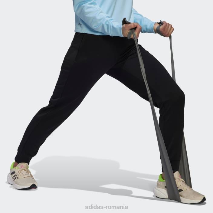 Adidas pantaloni conici aeroready negri femei alb negru 2JBN8900