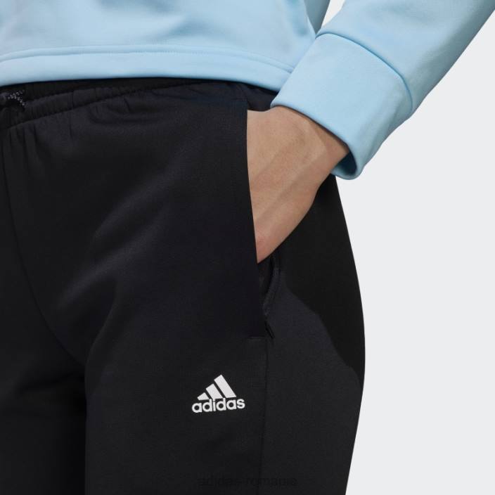 Adidas pantaloni conici aeroready negri femei alb negru 2JBN8900