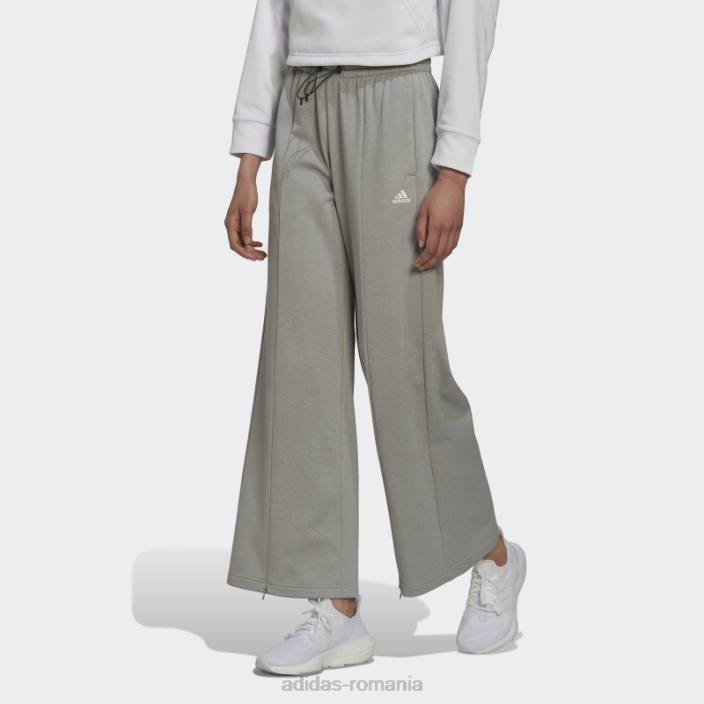 Adidas pantaloni cu talie înaltă aeroready gri mediu adidas femei gri mediu/alb 2JBN3159