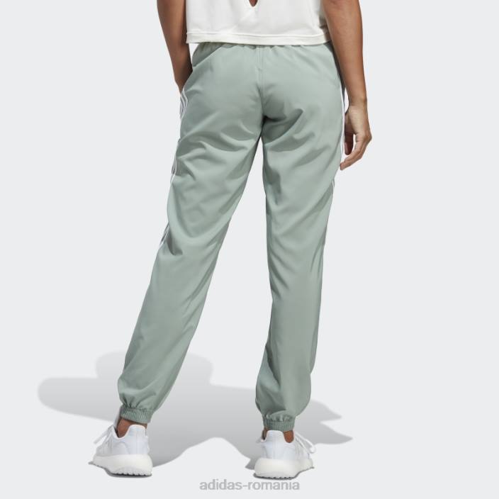 Adidas pantaloni țesuți cu 3 dungi trainicons verde argintiu femei verde argintiu/alb 2JBN2492
