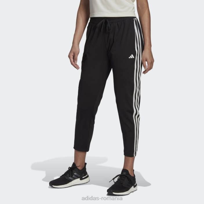 Adidas pantaloni negri aeroready made4training tricot 7/8 cu 3 dungi femei alb negru 2JBN2578