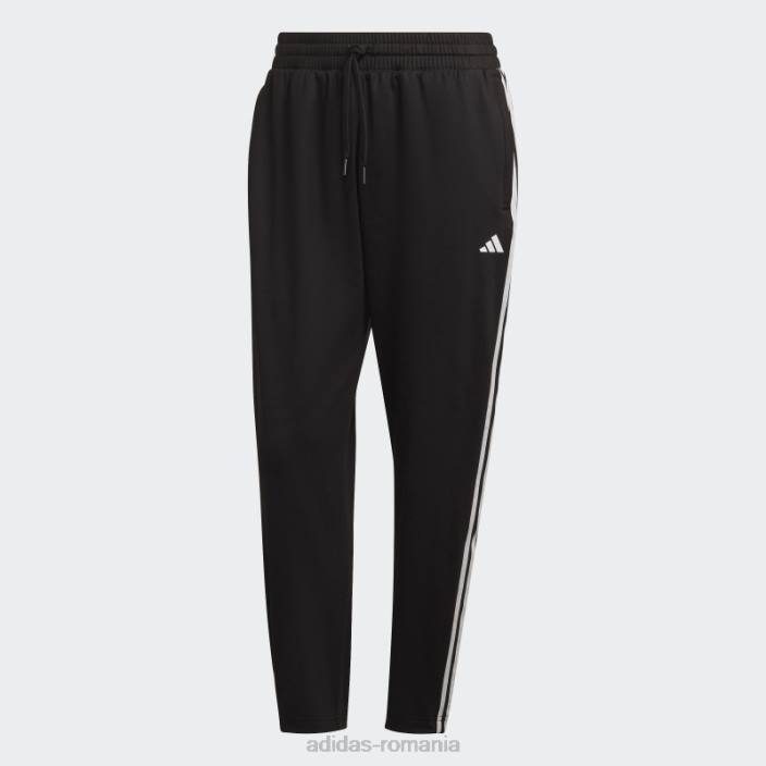 Adidas pantaloni negri aeroready made4training tricot 7/8 cu 3 dungi femei alb negru 2JBN2578