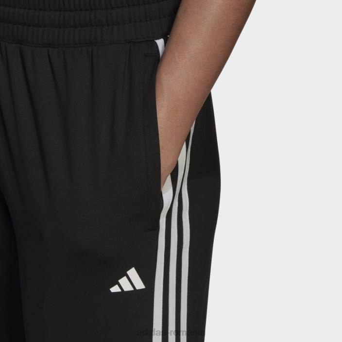 Adidas pantaloni negri aeroready made4training tricot 7/8 cu 3 dungi femei alb negru 2JBN2578