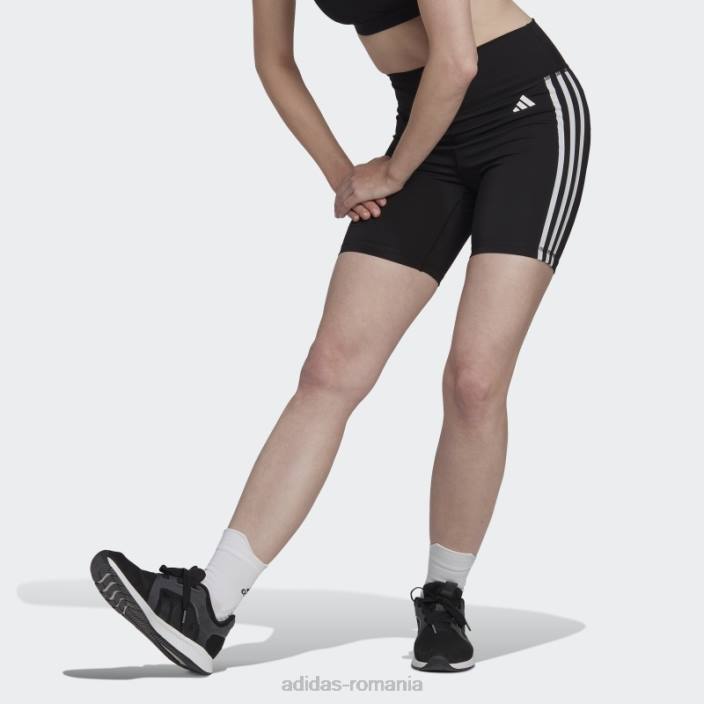 Adidas pantaloni negri pentru antrenament cu 3 dungi pantaloni scurti cu talie înaltă adidas femei negru 2JBN16731