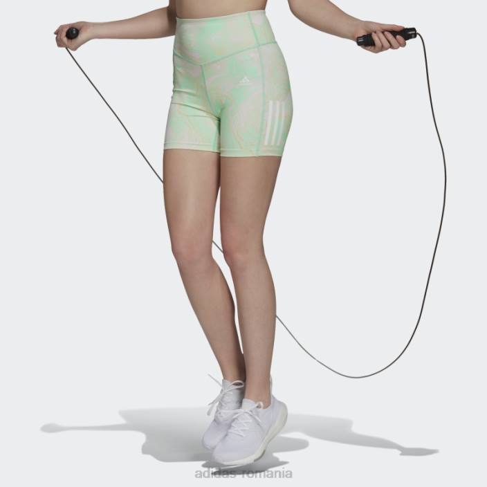 Adidas pantaloni scurți adidas multicolor hiperglam aeroready pentru antrenament cu talie înaltă cu imprimeu marmură femei multicolor/mentă 2JBN3177