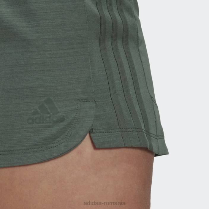 Adidas pantaloni scurți țesăți cu țesuturi oxide verde pacer 3 dungi femei oxid verde 2JBN10481