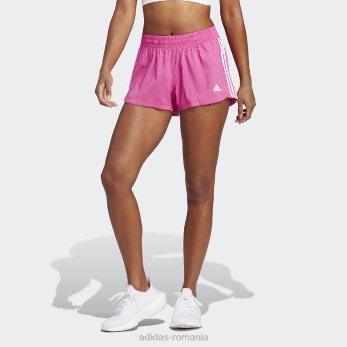 Adidas pantaloni scurți țesuți cu 3 dungi fucsia pacer femei fucsia/alb 2JBN9616