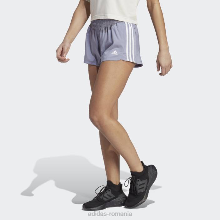 Adidas pantaloni scurți țesuți cu 3 dungi pacer violet argintiu femei violet argintiu/alb 2JBN9436
