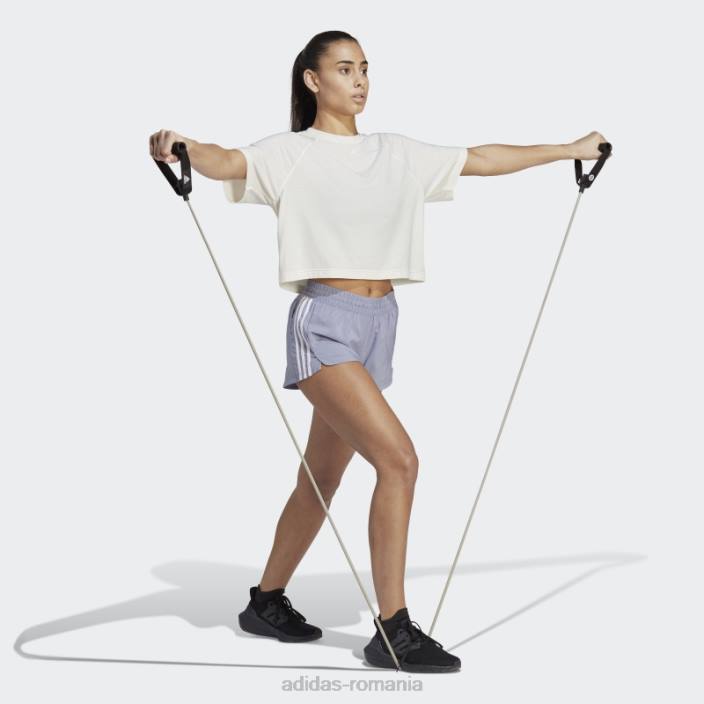 Adidas pantaloni scurți țesuți cu 3 dungi pacer violet argintiu femei violet argintiu/alb 2JBN9436
