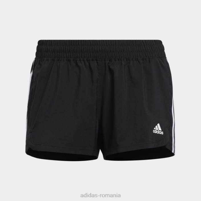 Adidas pantaloni scurți negri pacer țesuți cu 3 dungi femei alb negru 2JBN8920