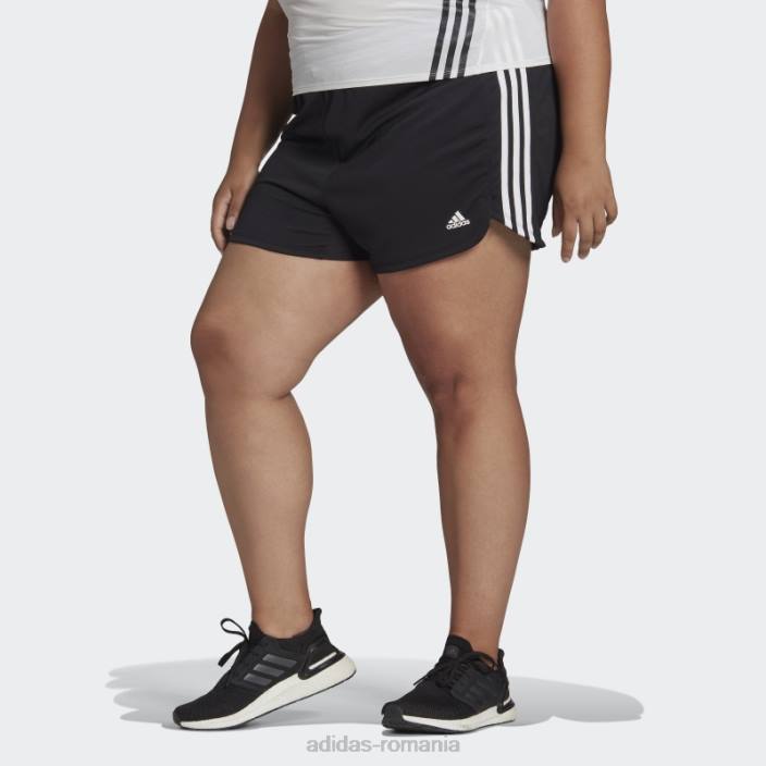 Adidas pantaloni scurți negri pacer tricot cu 3 dungi (plus mărime) femei alb negru 2JBN9869